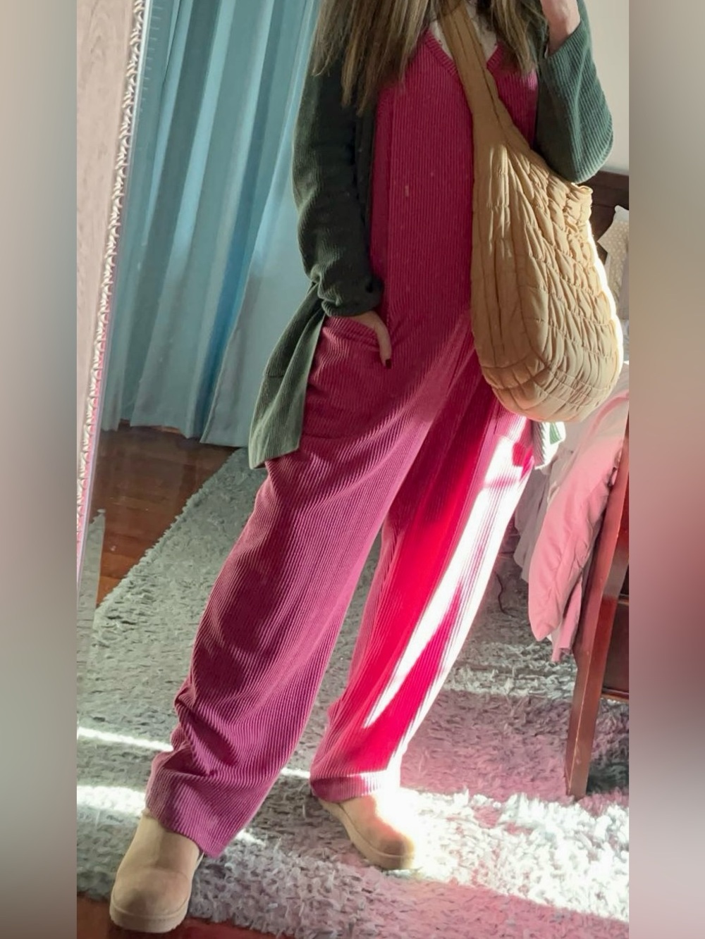 Hudson Gray Ribbed Pink Jumpsuit with Pockets - Picture 7 of 7